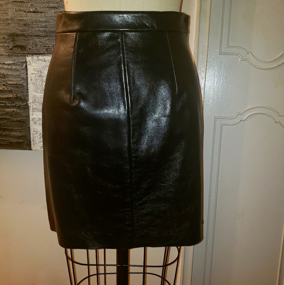 Leather mini skirt